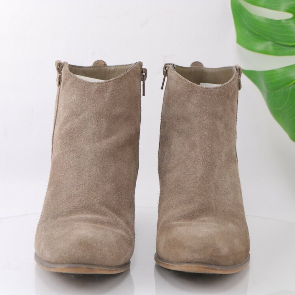 Bass Womens Shiloh Boot Size 9 Tan Taupe Suede Block Heel Boho Comfy Bootie - Picture 2 of 11